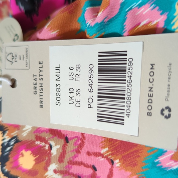 BODEN Cap Sleeve Tie Swimsuit Multi-Color Ikat 6 - Picture 15 of 16